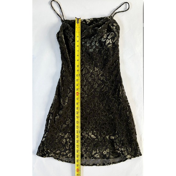 ASTR The Label Olive Green Leopard Burnout Velvet Cowl Neck Mini Dress Small - Picture 8 of 9